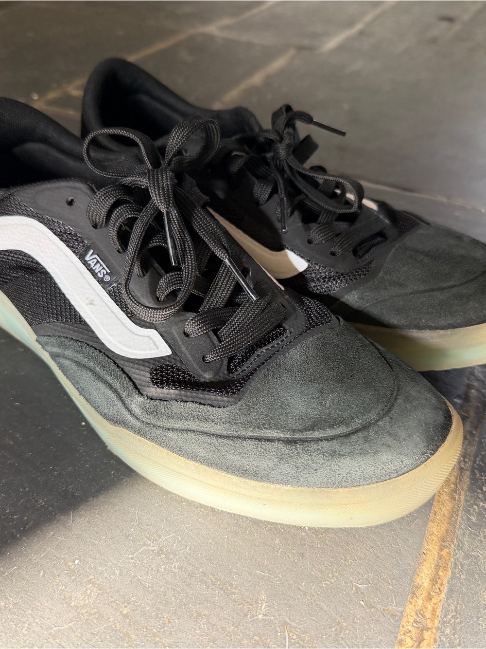 Vans Black Suede Mesh Low-Top Sneakers with White Side Stripe